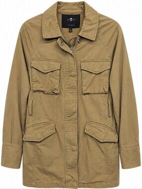 7 For All Mankind Tan Utility Jacket with Multiple Pockets